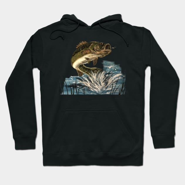 Largemouth Bass Jumping Hoodie by SistersInArtN